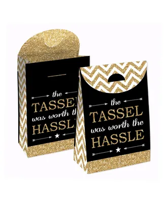 Tassel Worth The Hassle Gold Graduation Gift Favor Bags Party Goodie Boxes 12 Ct