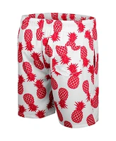 Men's Colosseum White, Scarlet Nebraska Huskers Pineapple Swim Shorts