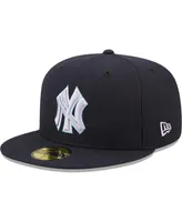 Men's New Era Navy York Yankees 100th Anniversary Lavender Undervisor 59FIFTY Fitted Hat