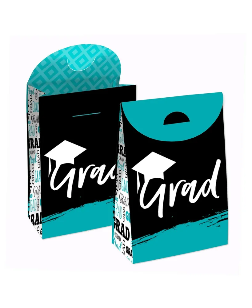 Teal Grad Best is Yet to Come Graduation Gift Bags Party Goodie Boxes 12 Ct