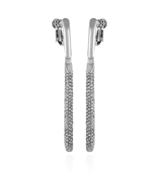 Vince Camuto Silver-Tone Glass Stone Linear Drop Clip-On Earrings