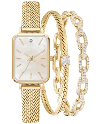 Jessica Carlyle Women's Gold-Tone Mesh Bracelet Watch 23mm Gift Set