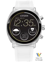 Citizen Unisex Cz Smart Wear Os White Silicone Strap Smart Watch 41mm - Silver