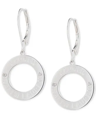 Lauren Ralph Lauren Diamond Circle Logo Drop Earrings (1/20 ct. t.w.) in Sterling Silver