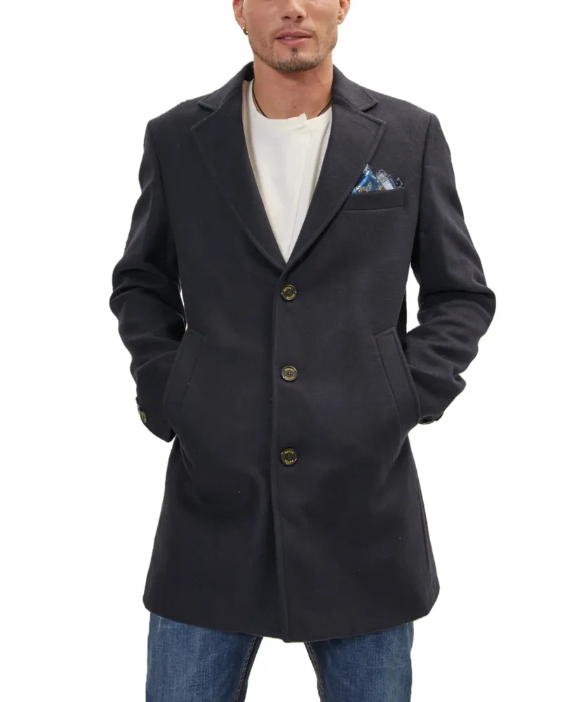 Ron Tomson Men's Modern Wool Melange 3-Button Overcoat