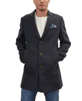 Ron Tomson Men's Modern Wool Melange 3-Button Overcoat