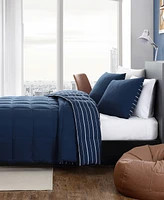 Nautica Longdale Solid Stripe Reversible 2 Piece Comforter Set, Twin