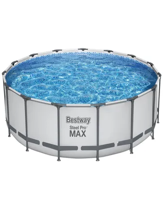 Steel Pro Bestway Max 15' x 48" Above Ground Pool Set 4231 Gallon, Outdoor Family Pool, Corrosion Puncture Resistant, Filter, Pump, Ladder Cover