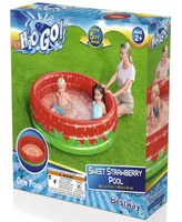 H2OGO Snow Bestway Sweet Strawberry Pool 66" x 15" Inflatable 3-Ring Play Pool, 103 Gallon