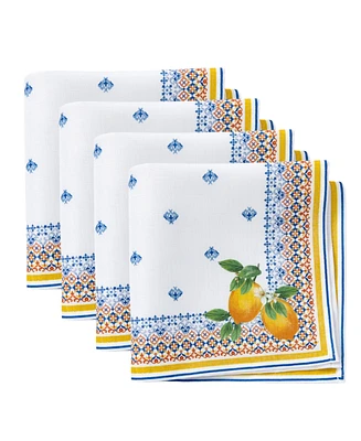 Capri Lemon Double Border Napkin Set of 4