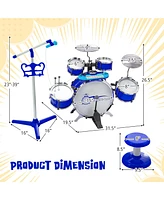 Jazz Drum Set for Toddler Kids Educational Toy w/Keyboard Cymbal