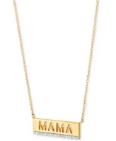 Diamond Mama Cutout Bar 18" Pendant Necklace (1/10 ct. t.w.) in 14K Gold-Plated Sterling Silver - Gold