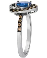 Le Vian Cornflower Ceylon Sapphire (5/8 ct. t.w.) & Diamond (3/8 ct. t.w.) Swirl Statement Ring in 14k White Gold