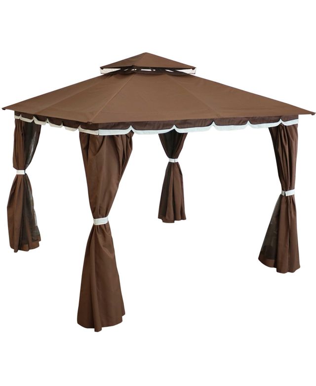 Sunnydaze Decor 10 ft x ft Soft Top Polyester Gazebo with Privacy Wall
