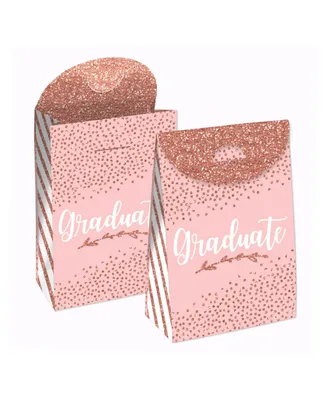 Rose Gold Grad Graduation Gift Favor Bags Party Goodie Boxes 12 Ct