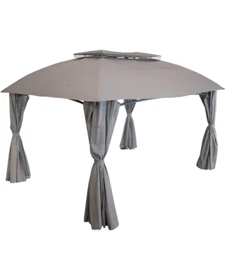 10 x 13 Foot Soft-Top Patio Gazebo with Screens and Privacy Walls - Great for Backyard, Garden or Deck