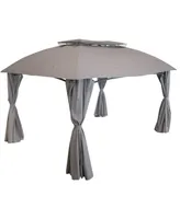 10 x 13 Foot Soft-Top Patio Gazebo with Screens and Privacy Walls - Great for Backyard, Garden or Deck