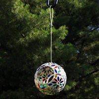 Sunnydaze Decor Rainbow Daisies Mosaic Fly-Through Hanging Bird Feeder - 6 in