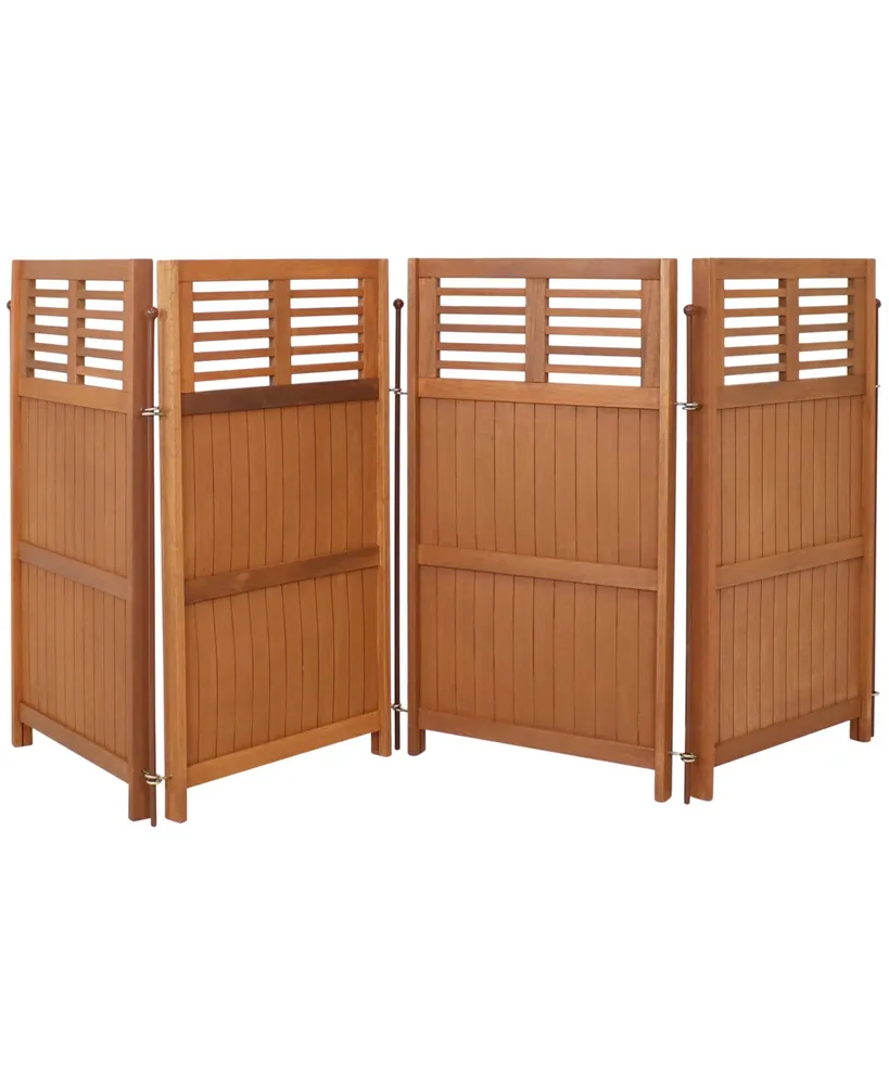 Sunnydaze Decor Meranti Wood/Teak Oil Finish Folding Privacy Screen - 44 in