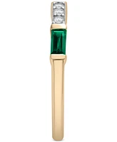 Lab-Grown Emerald (1/3 ct. t.w.) & Lab-Grown White Sapphire (1/5 ct. t.w.) Stack Ring in 14k Gold-Plated Sterling Silver