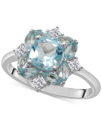 Sky Blue Topaz (2-3/4 ct. t.w.) & Lab-grown White Sapphire (1/4 ct. t.w.) Cluster Ring in Sterling Silver