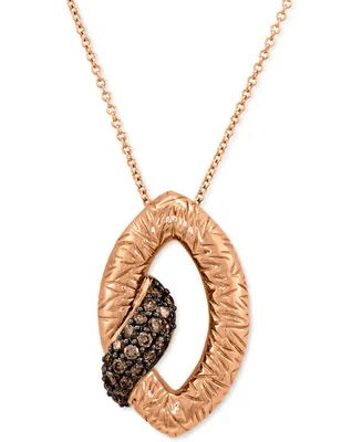 Le Vian Chocolatier Chocolate Diamond Textured Navette 18" Pendant Necklace (1/2 ct. t.w.) in 14k Rose Gold