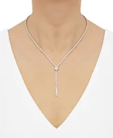 Arabella Cubic Zirconia 17" Lariat Necklace in Sterling Silver