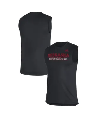 Men's adidas Black Nebraska Huskers Sideline Football Locker Creator Aeroready Sleeveless T-shirt