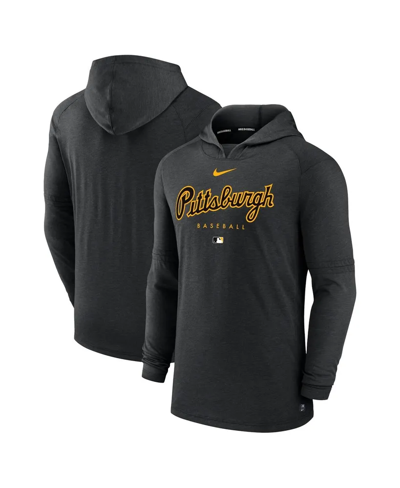 Men's Nike Heather Black Pittsburgh Pirates Authentic Collection Early Work Tri-Blend Performance Pullover Hoodie