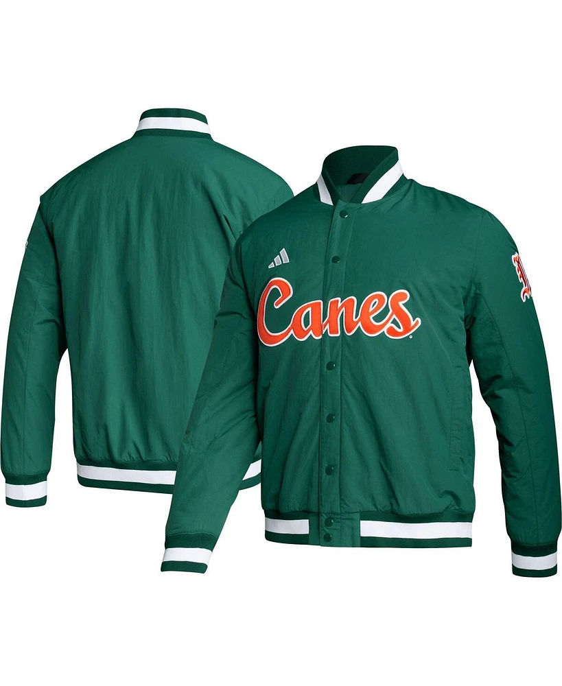 Men's adidas Green Miami Hurricanes Baseball Coaches Full-Snap Jacket