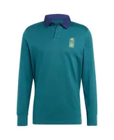 Men's adidas 2023 Player Green La Galaxy Travel Long Sleeve Polo Shirt