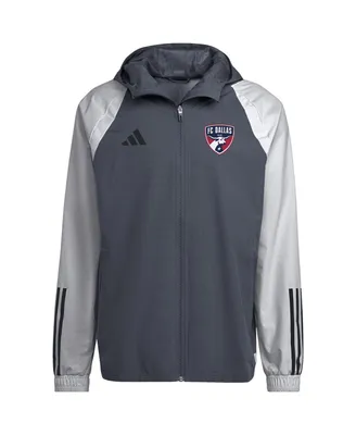 Men's adidas Charcoal Fc Dallas All-Weather Raglan Hoodie Full-Zip Jacket