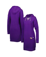 Women's Touch Purple Lsu Tigers Quick Pass Lace-Up V-Neck Hoodie Dress