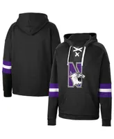 Men's Colosseum Black Northwestern Wildcats Lace-Up 4.0 Pullover Hoodie