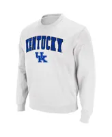 Men's Colosseum White Kentucky Wildcats Arch and Logo Pullover Sweatshirt