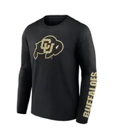 Men's Fanatics Black Colorado Buffaloes Double Time 2-Hit Long Sleeve T-shirt