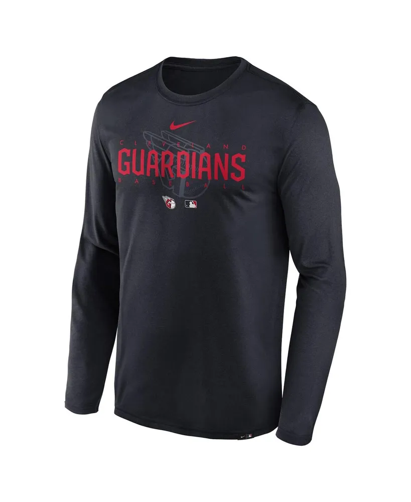 Men's Nike Navy Cleveland Guardians Authentic Collection Team Logo Legend Performance Long Sleeve T-shirt