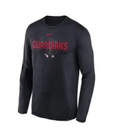 Men's Nike Navy Cleveland Guardians Authentic Collection Team Logo Legend Performance Long Sleeve T-shirt