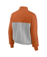 Women's Fanatics Texas Orange, Heathered Gray Longhorns Sideline to Colorblock Quarter-Zip Jacket