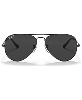 Ray-Ban Unisex Aviator Total Black Polarized Sunglasses, RB3025