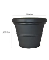 Tusco Products RR30BK Rolled Rim Garden Pot, 30-Inch, Black
