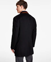 Tallia Men Wool Blend Overcoats with Contrast Velvet Top Collar