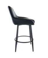 Elama Faux Leather Bar Chair in Black with Matte Metal Legs