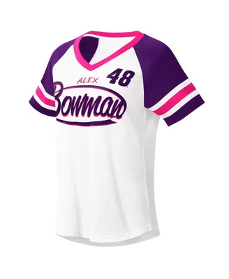 Women's G-iii 4Her by Carl Banks White, Purple Alex Bowman Circus Catch V-Neck T-shirt