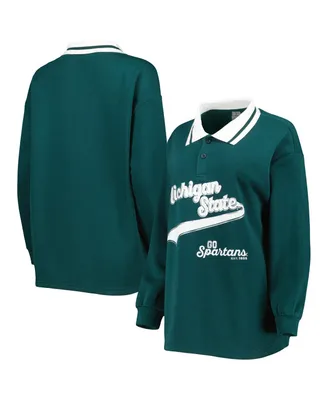 Women's Gameday Couture Green Michigan State Spartans Happy Hour Long Sleeve Polo Shirt
