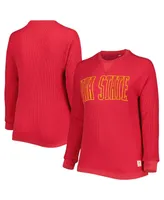 Women's Pressbox Cardinal Iowa State Cyclones Surf Plus Southlawn Waffle-Knit Thermal Tri-Blend Long Sleeve T-shirt