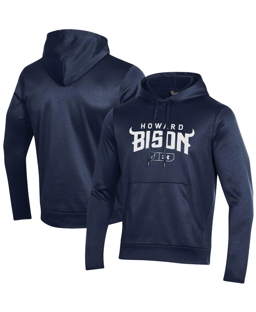 Men's Under Armour Navy Howard Bison Logo Lockup Fleece Performance Pullover Hoodie