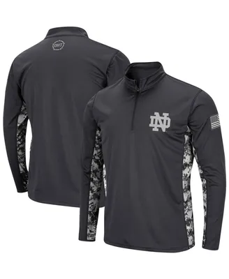 Men's Colosseum Charcoal Notre Dame Fighting Irish Oht Military-Inspired Appreciation Digi Camo Quarter-Zip Jacket