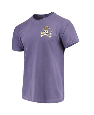 Men's Purple Ecu Pirates Baseball Flag Comfort Colors T-shirt