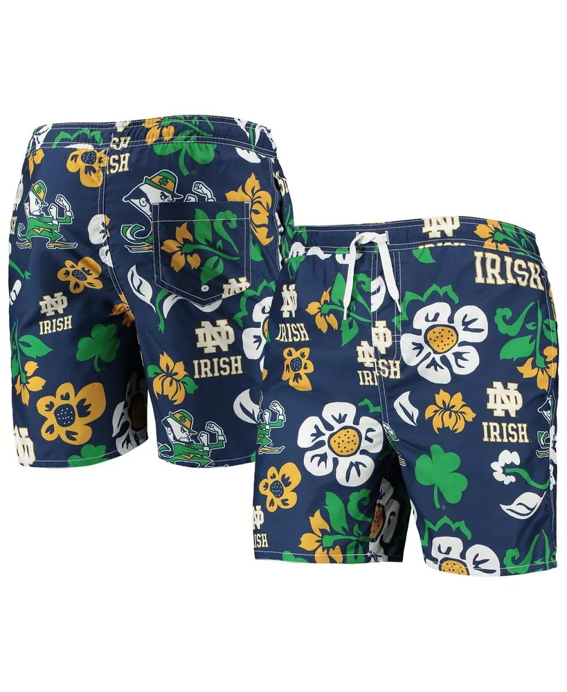 Men's Wes & Willy Navy Notre Dame Fighting Irish Floral Volley Swim Trunks